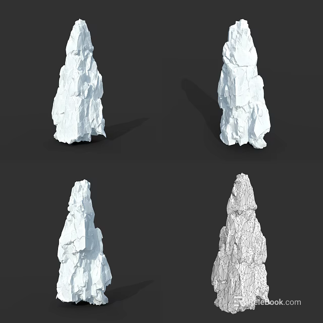 Textured White Stone Rock Formations As Decorative Sculptures For Home Decoration 3d model 