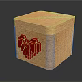 Wooden Cube Decorative Box With Red Pixel Heart Design For Home Use