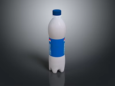 Refreshing Beverage In White Plastic Bottle With Blue Cap And Label 3d model