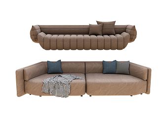 Modern Combination Sofa Multi-person Sofa Casual Sofa Leather Sofa Pillow Blanket Backrest Sofa 3d model