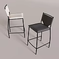 Modern Black And White Bar Stools With Leather Seats And Metal Frames