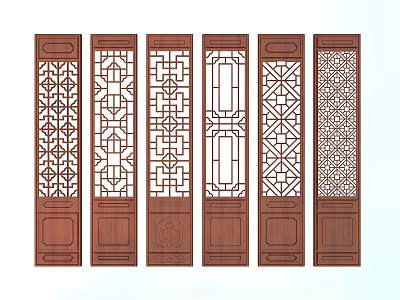 Chinese-style Flower-cut Window, Ancient Built Doors and Windows 3d model