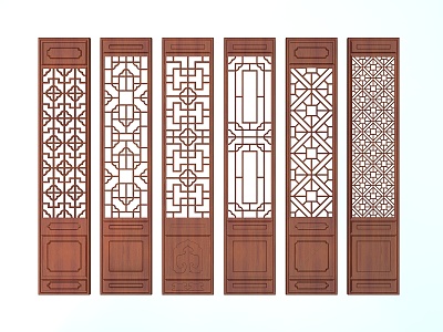 Chinese-style Flower-cut Window, Ancient Built Doors and Windows 3d model