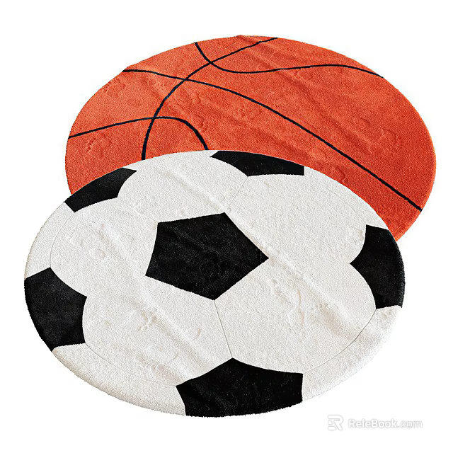 Round Rugs With Soccer And Basketball Patterns 3d model