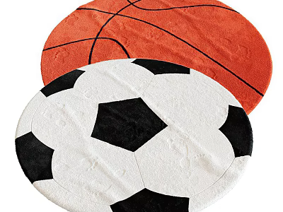 Round Rugs With Soccer And Basketball Patterns 3d model
