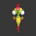 Vibrant Colorful Seahorse Toy With Red Mane Tail And Large Eyes On Black Background