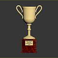 Elegant Gold Trophy With Red Base And Metal Nameplate For Daily Life Supplies