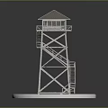 Intricate Metal Frame Tower Model With Staircase And Top Structure On White Base 3d model