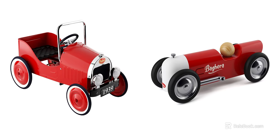 Red Electric Toy Cars With 1935 Vintage Open Top And Streamline Racing Design By Regina 3d model 
