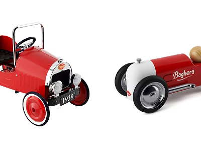 Red Electric Toy Cars With 1935 Vintage Open Top And Streamline Racing Design By Regina 3d model
