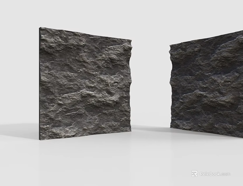 Dark Stone Background Wall With Rough Natural Texture For Interior Decor 3d model 