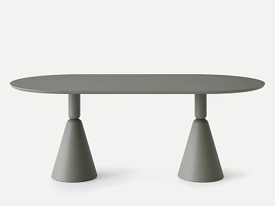 Gray Round Dining Table with Conical Legs in Modern Minimalist Style 3d model