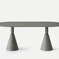 Gray Round Dining Table with Conical Legs in Modern Minimalist Style 3d model