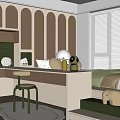 Tatami Bedroom Interior Design With Desk Chair Built In Cabinets Table Lamp And Window Blinds