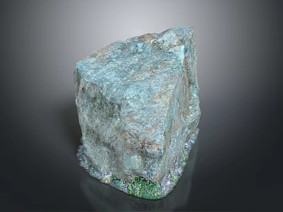 Natural Stone Material With Textured Surface And Green Plants At Base 3d model
