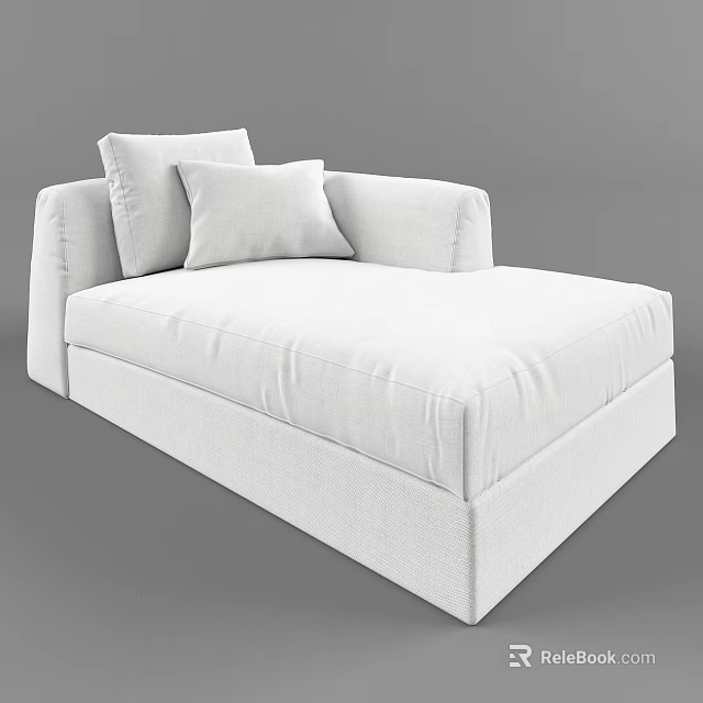 Modern White Upholstered Chaise Lounge With Plush Cushions And Sleek Design 3d model 