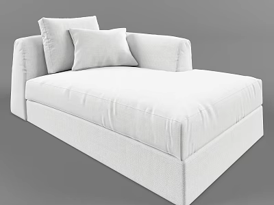 Modern White Upholstered Chaise Lounge With Plush Cushions And Sleek Design 3d model