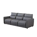 Modern Three Seater Gray Leather Sofa With Contemporary Design Elements 3d model