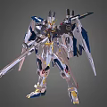 Game Movie Mecha Character With Silver Blue Gold Armor And Long Spear