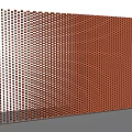 Perforated Brick Wall With Regular Hole Pattern And Textured Red Brown Surface 3d model