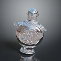 Elegant Silver Perfume Bottle Design With Intricate Carvings Lid And Base