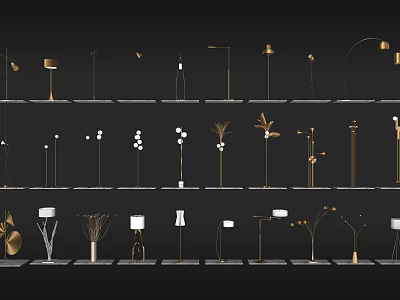 Modern Floor Lamps With Various Designs Metal Frames And Decorative Shades 3d model