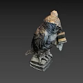 Detailed Decorative Owl Statue Holding Open Book On Book Shaped Base