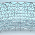Metal Canopy With Geometric Grid Frame Curved Top And Transparent Panel Design 3d model