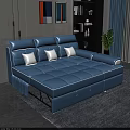 Light Blue Convertible Leather Sofa Combo With Hidden Storage For Cozy Contemporary Living Room