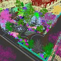 Garden Landscape Design With Winding Path Green Lawn Pavilion Lush Trees And Flower Beds