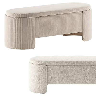 Beige Upholstered Sofa Bench With Modern Cylindrical Legs And Comfortable Design 3d model