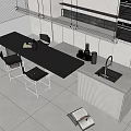Modern Bar Chair Combination Water Bar Dining Table 3d model