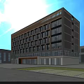Modern Industrial Factory Complex With Solar Panels On Roof And Green Lawn Area