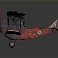 Vintage Biplane Model With Camouflage Wings Red Propeller And Tail
