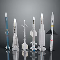 Various Rocket Weapon Models With Different Designs Colors Like Blue And White And EXILE Labels