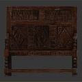 Traditional Vintage Wooden Bench With Intricate Carved Backrest And Decorative Armrests Design