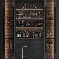Modern Wine Cabinet Design With LED Lighting Wooden Shelves And Glass Doors
