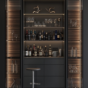 Water Bar Wine Cabinet Wine Glass Wine Bar Chair Wine Glass Invisible Wine Cabinet 3d model