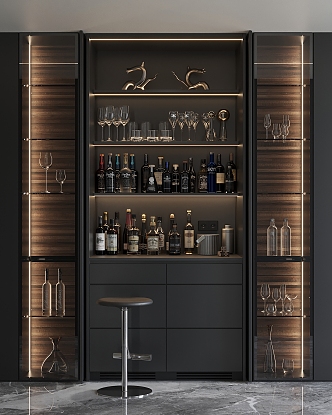 Water Bar Wine Cabinet Wine Glass Wine Bar Chair Wine Glass Invisible Wine Cabinet 3d model