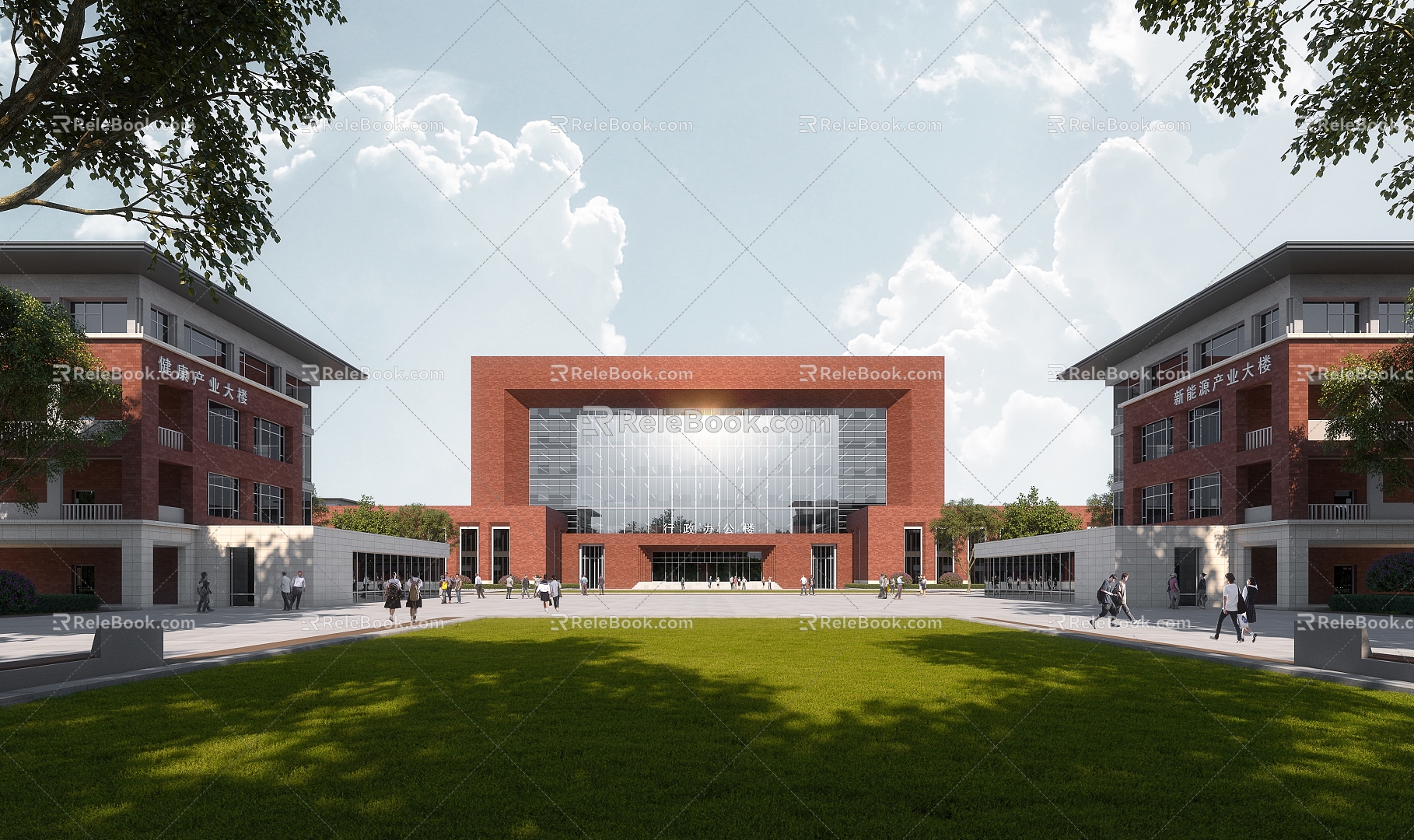 Modern school teaching building office building 3d model