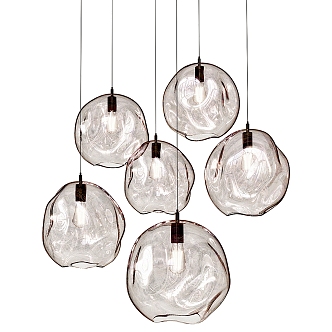 Modern glass chandelier combination 3d model