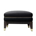 Black Ottoman With Gold Nailhead Trim Dark Wood Legs And Gold Feet