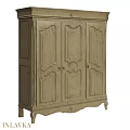 Vintage Light Wood Cabinet With Carved Doors And Bottom Drawer Design