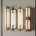 Modern Wall Sconces With Rectangular Marble Shades And Metal Frame Design For Home Decor 3d model