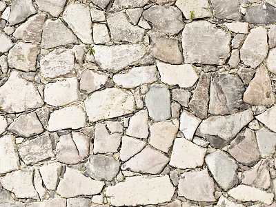 Natural Stone Wall With Irregular Pieces And Rustic Textured Surface Design 3d model