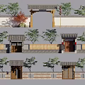 Traditional Chinese Entrance Gate Design With Tiled Roof Wooden Door Stone Walls And Surrounding Trees