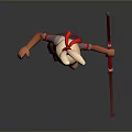 Female Cartoon Game Character With Purple Dress Red Belt Staff And White Hair Decoration