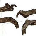 Natural Stone And Wood Decorative Elements With Organic Shapes And Textures