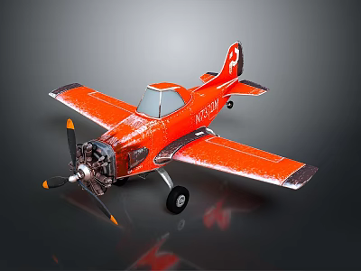 Red Vintage Model Airplane With Propeller Tail Letter P And N234M Registration On Dark Background 3d model