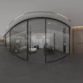 Modern Office Interior Design With Glass Partitions Green Plants And Sofa